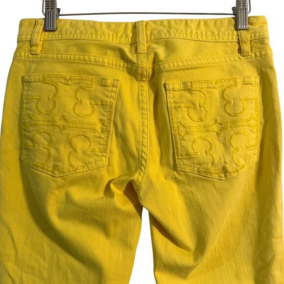 Tory Burch Bright Yellow Cropped Slom Boot Cut Jeans Size 27 (4) - Picture 5 of 11